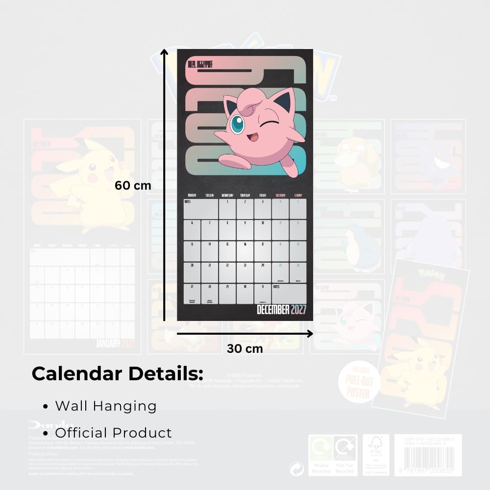 Pokémon 2027 Square Calendar