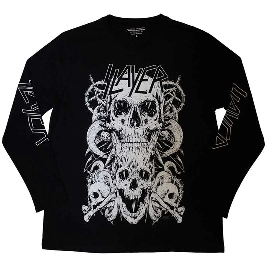 Slayer Long Sleeve T-Shirt: White Skulls - Ireland Vinyl