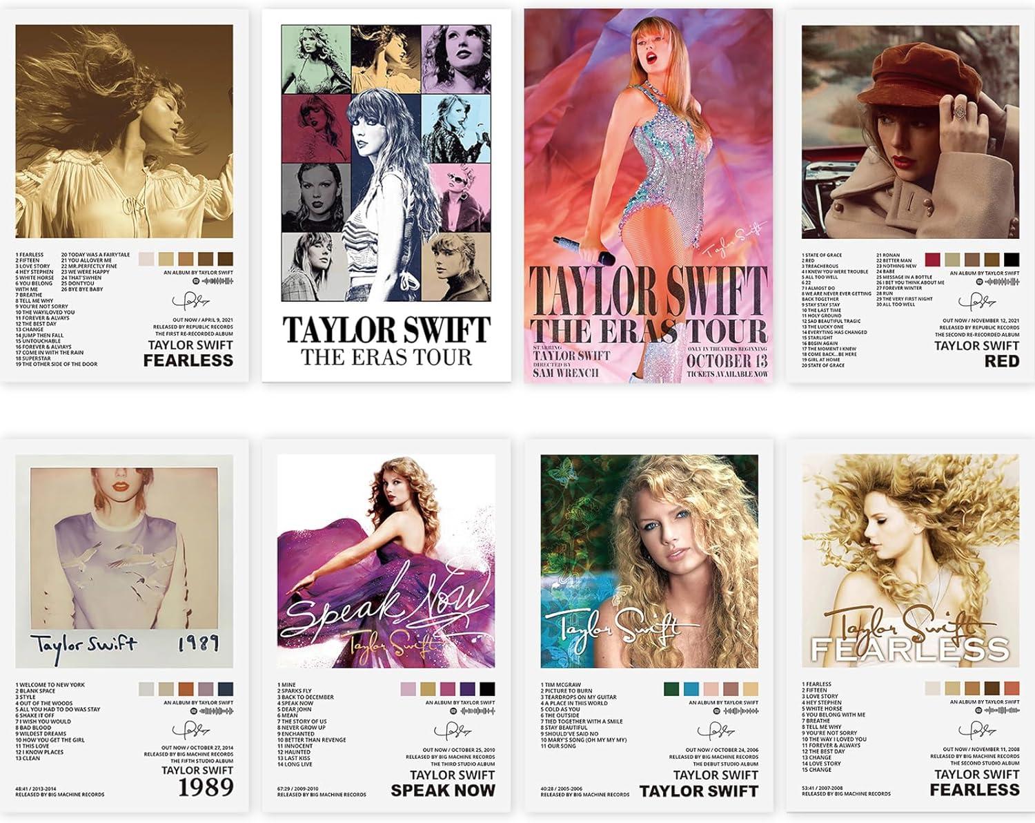 All 6 album cds: Taylor Swift, Fearless, Speak Now, Red, 1989, and  Reputation! <3 <3 <3