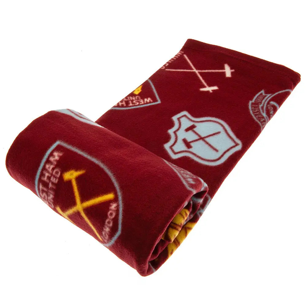 West Ham United FC Historic Crests Fleece Blanket Zhivago Gifts