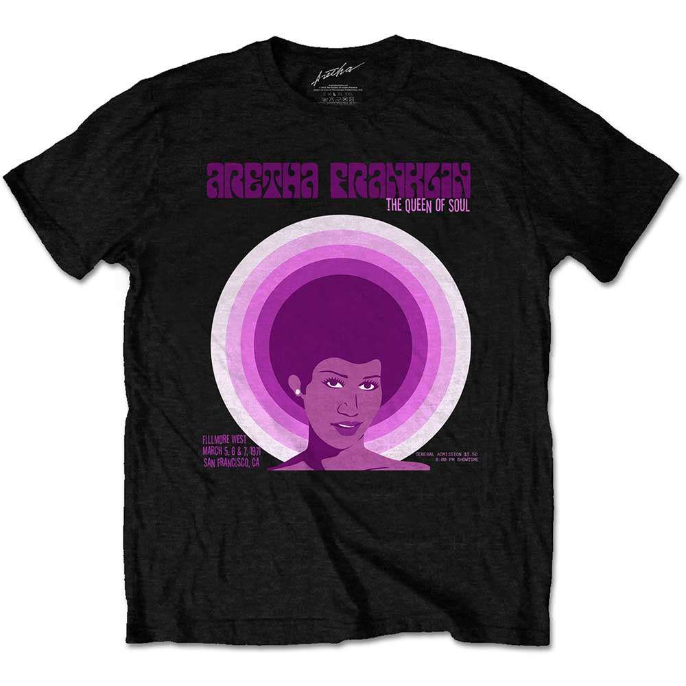 Aretha Franklin Unisex T-Shirt: Fillmore West '71 - Zhivago Gifts