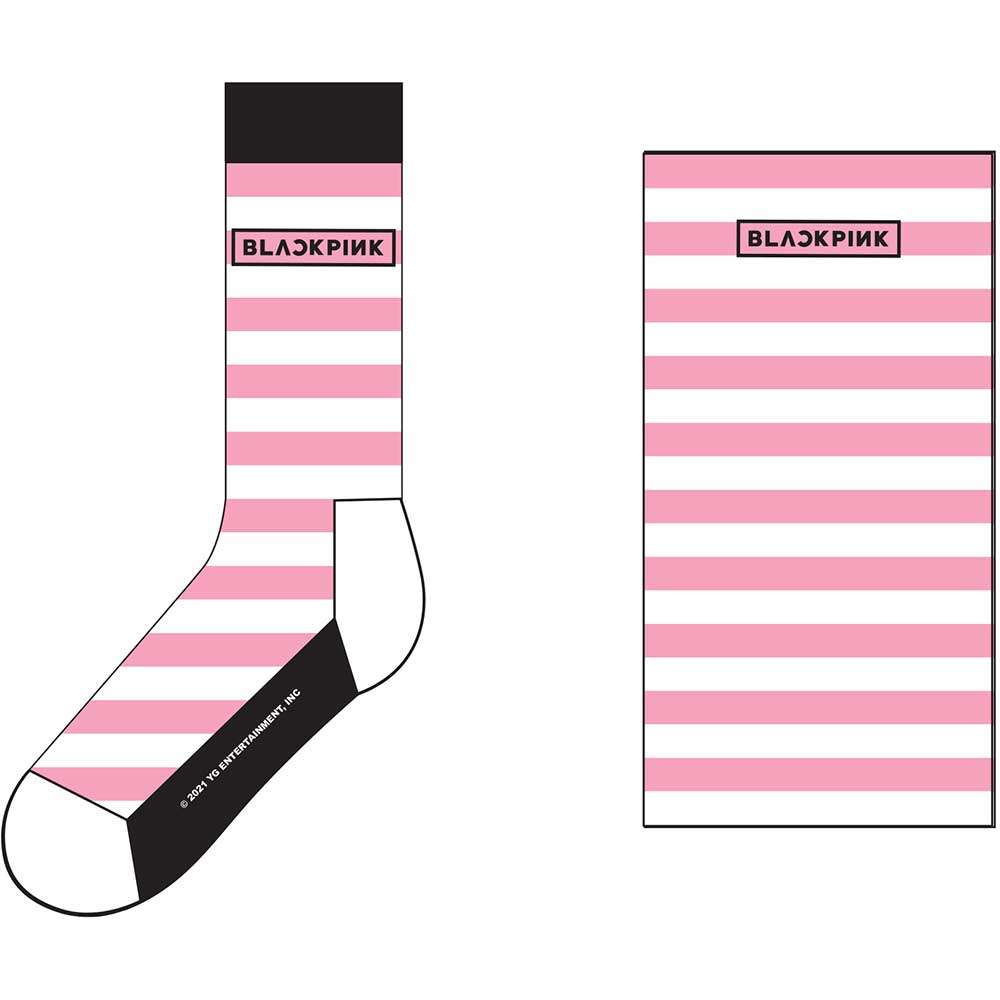 BlackPink Unisex Ankle Socks: Stripes & Logo (UK Size 7 - 11) - Zhivago Gifts