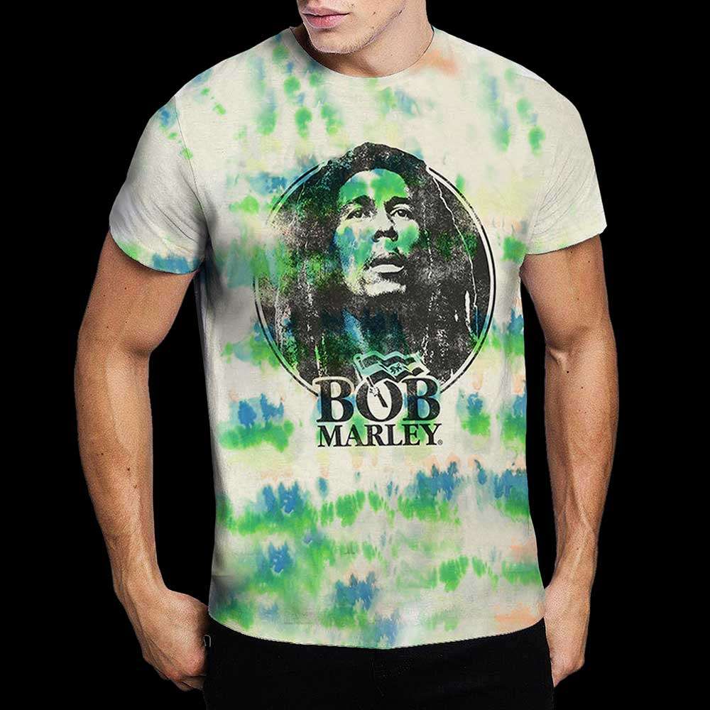 Bob Marley Unisex T-Shirt: Black & White Logo (Dip-Dye)