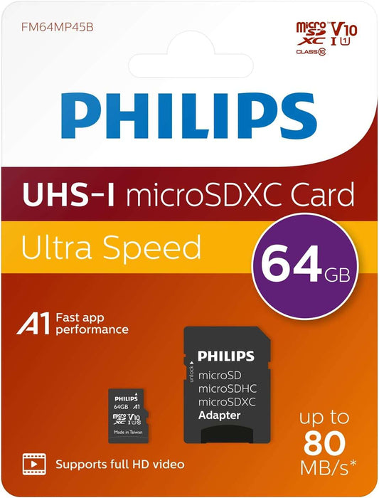 Philips - Micro SDHC 64 GB Memory Card