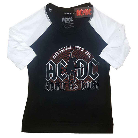AC/DC Ladies Raglan T-Shirt: Hard As Rock - Zhivago Gifts