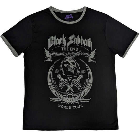 Black Sabbath Ringer T-Shirt: The End Mushroom Cloud - Zhivago Gifts