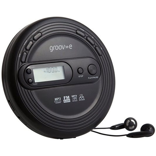 Groov-e GVPS210/BK Retro Series Personal CD Player with FM Radio Ð Black - Zhivago Gifts