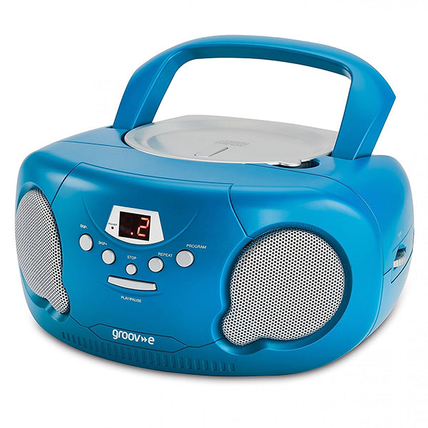 Groov-e Original Boombox Portable CD Player with Radio - Blue - Zhivago Gifts