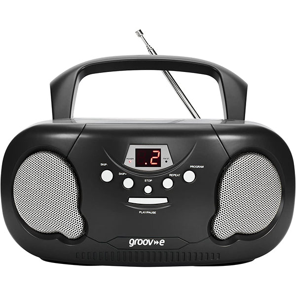 Groov-e Original Boombox Portable CD Player with Radio - Black - Zhivago Gifts