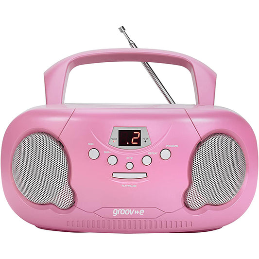 Groov-e Original Boombox Portable CD Player with Radio - Pink - Zhivago Gifts