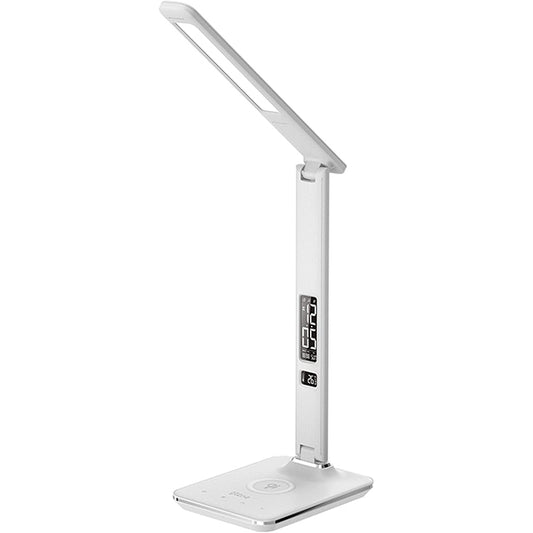 Groov-e ARES LED Desk Lamp with Wireless Charging Pad & Clock - White - Zhivago Gifts
