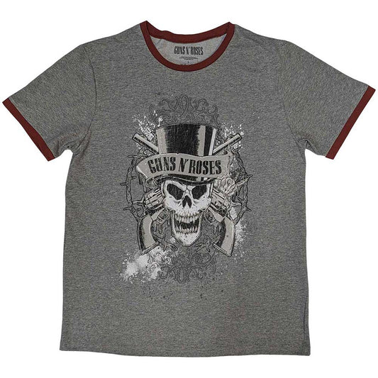 Guns N' Roses Ringer T-Shirt Faded Skull - Zhivago Gifts