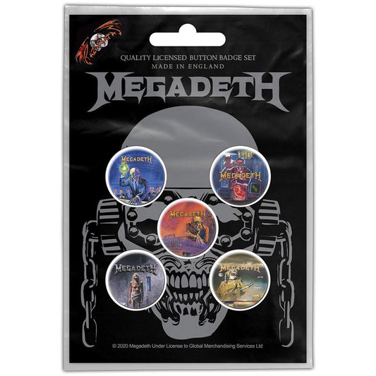 Megadeth Button Badge Pack: Vic Rattle - Zhivago Gifts