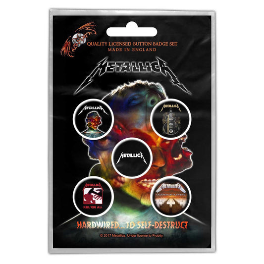 Metallica Button Badge Pack: Hardwired to Self-Destruct - Zhivago Gifts
