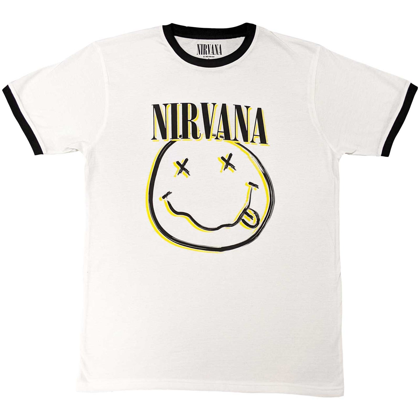Nirvana Ringer T-Shirt Double Happy Face - Zhivago Gifts