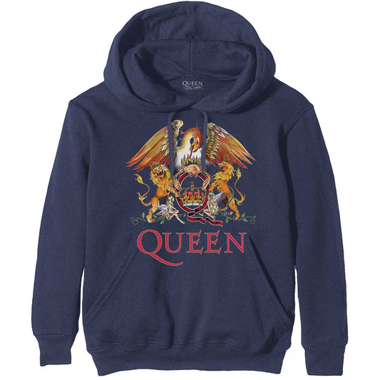 Queen Navy Pullover Hoodie: Classic Crest